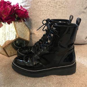 Michael Kors patent combat boots